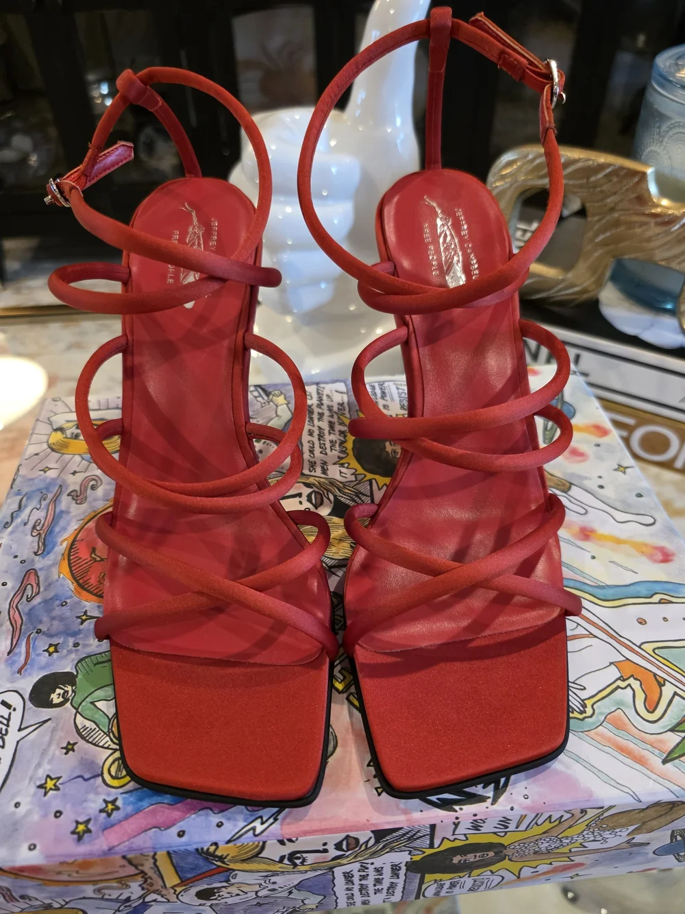 Jeffrey Campbell Red Strappy Wedge Sandals